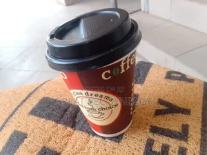 50 Pieces Red Paper Coffee Cup With Cover