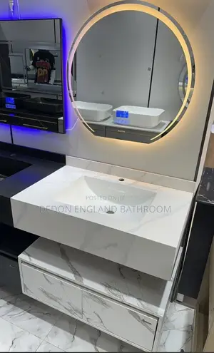 High Quality England 80cm Marble Basin With Led Mirror