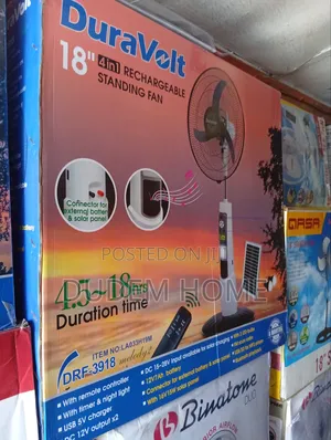 Duravolt Rechargeable Fan With Mp3, Solar Panel and Two Bob Lights
