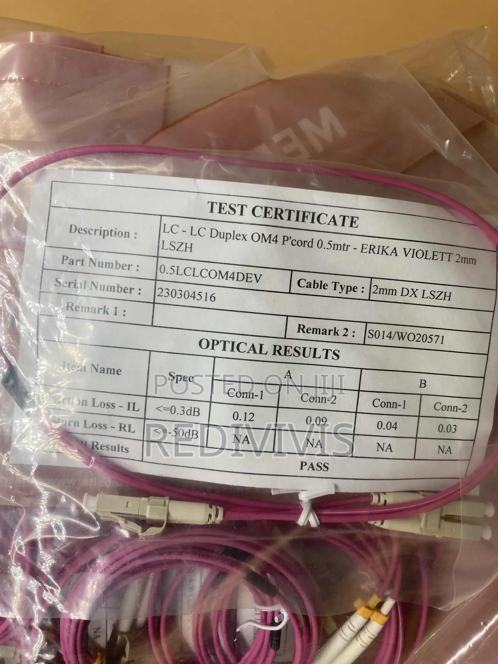 Fiber Optic Patch Cable, Lc-Lc Duplex Om4