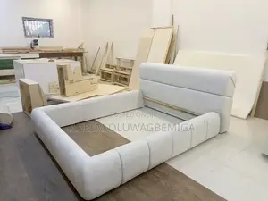 White Quality Fabric 4.5by6 Bed Frame