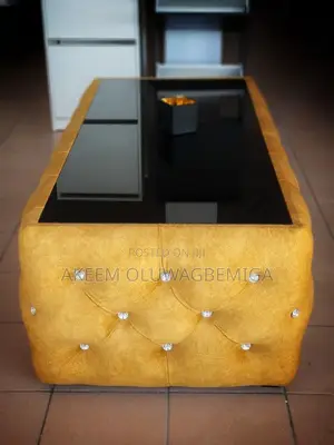 Glass Top Yellow Fabric Center Table