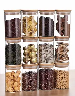 Glass Spice Jar Set With Bamboo Lids - Spice Storage Containers