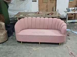 Triple Seater Pink Quality Fabric Sofa