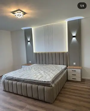 6by6 Bedframe With Bedside Cabinets and Wall Panel