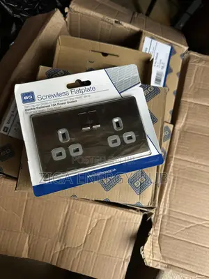 Stainless Screw Less Flat Plate 2 Gang Socket