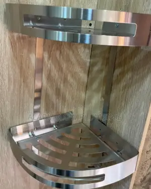 Wall Mounted Stainless Double Corner Shelf (Chrome)
