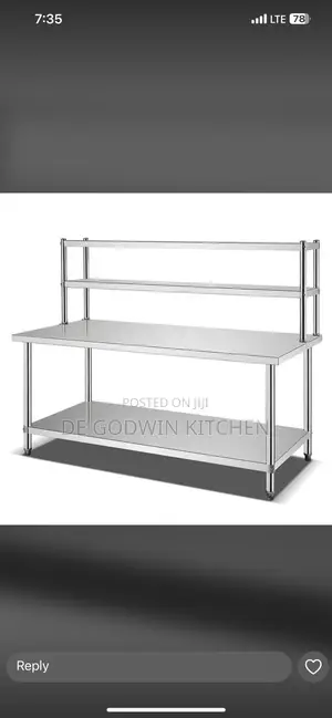 6ft Stainless Steel Table With Upper Shelf