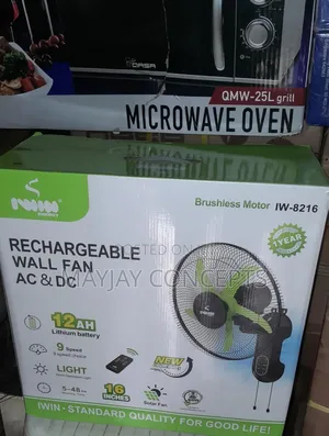 16" Iwin Ac/Dc Rechargeable Wall Fan-Supports Solar Charge●Iw-8216