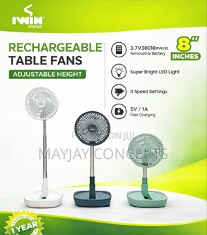 Iwin 8" Table Rechargeable Table Fan With Adjustable Height