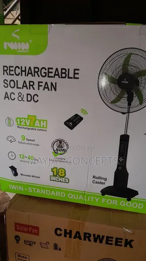 18-Inch Iwin Ac/Dc Rechargeable Standing Fan-Supports Solar Charge