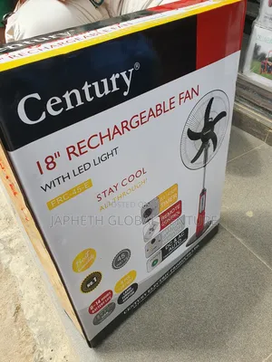 Century 18-Inch Rechargeable Fan – Strong Breeze, Long-Lasting Battery