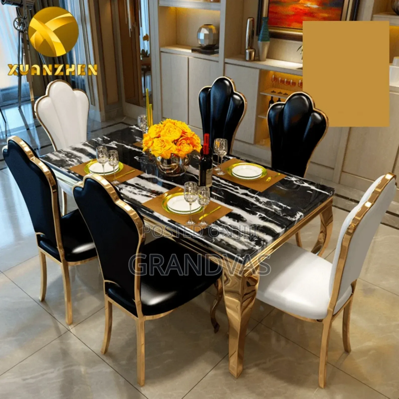 Marble Dining Table Set Elegant