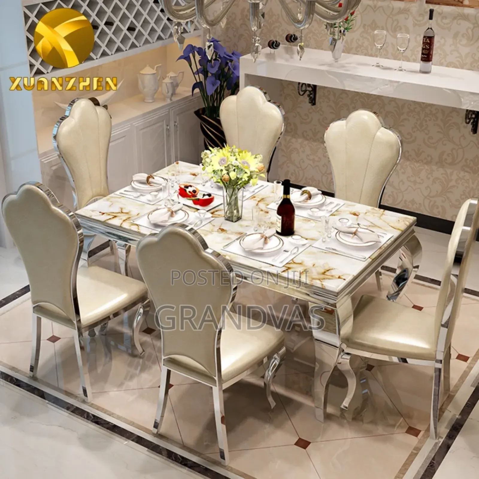 Marble Dining Table Set Elegant