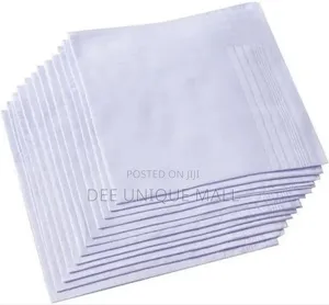 White Cotton Handkerchief - 1 Pack - 12 PCS