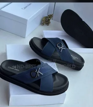 Blue Leather Slippers