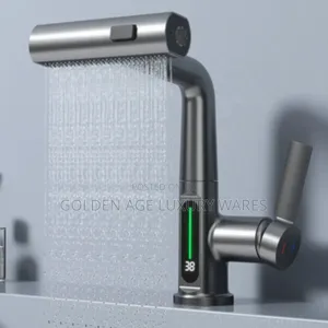 Grey Basin Mixer Tap With Temp Display