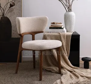 Luxury White Sheep Coating Accent Chair - Modern Dining/Side Chair