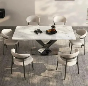 Luxury Marble Top Dining Set for 6 Seater