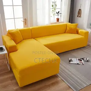 L Shaped Sofa Cover Stretch Couch Anti-Slip Covers With 2 Pillow Cover
