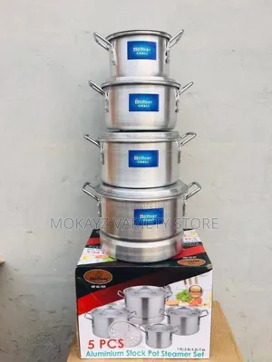 5pcs Aluminium Stock Pot With Steamer Siz