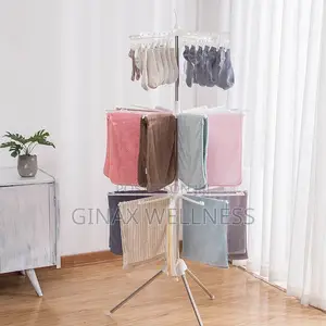 3-Tier Rotating Laundry Dryer Stand With 10 Arms and 24 Pegs