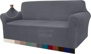 Granbest High Stretch Sofa Covers 4 Seater Jacquard Spandex Grey
