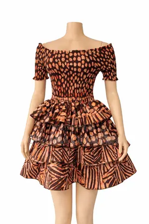 Adire Ankara Smokey Flare Gown Three Step