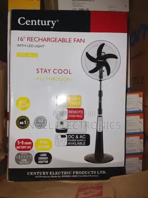 Century 16 Inches Rechargeable Standing Fan With Led Lights
