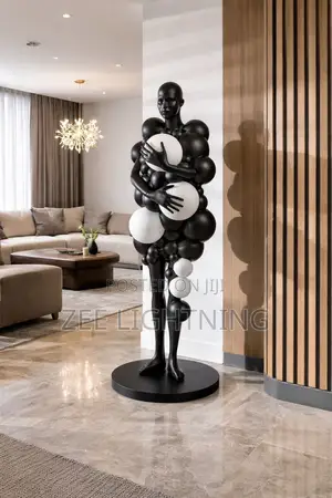 Hotel Lobby Floor Lights Abstract Figure Art Sculpture Holding Lamps