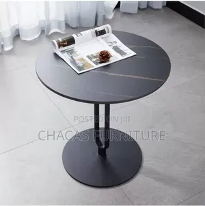 Modern Marble-Finish Round Side Stool