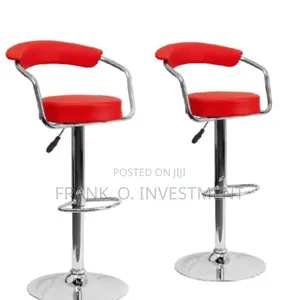 Set of 2 Chrome Bar Stool With Backrest - Red
