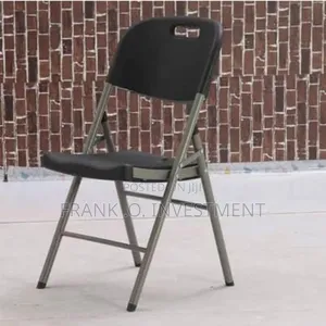 Foldable Plastic Chair With Metal Legs - Black