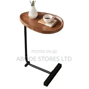 Minimalist Side Stool With Metal Base - Brown/Black