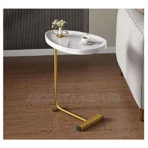 Minimalist Side Stool With Metal Base - White/Black