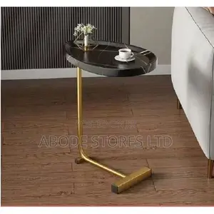 Minimalist Side Stool With Metal Base - Black /Gold