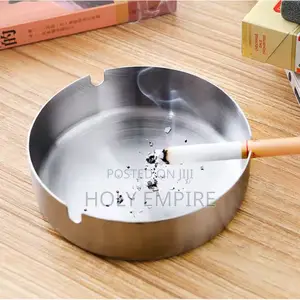 Stainless Steel Ashtray Round Tabletop Ashtrays Storage Tray Portable