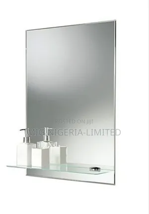 Square Mirror and Shelves Toilet and Bathroom