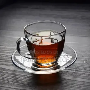 Glass Tea Cup Saucer 6 PCS Set