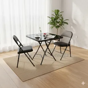 1 Glass Top Table and 2 Chairs Set for Multipurpose Use