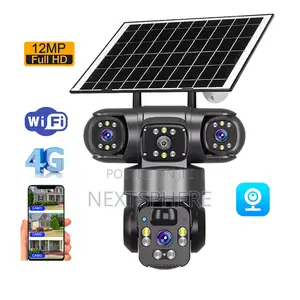 3 Lens Solar PTZ Camera, Auto Tracking, 2 Way Audio, 360° View