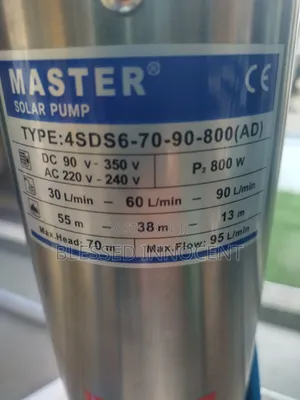 Master 800w Solar Submersible Pump 70m Head 95l/Min Borehole Pump