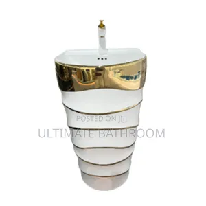 White &Gold Wash Hand Standing Basin
