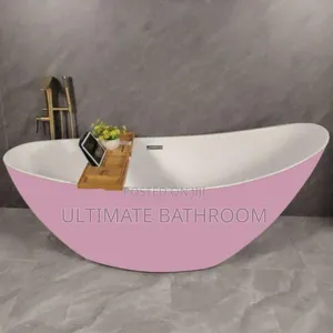 Canoe Shape 170x75cm Pink And White Acrylic Bathtub