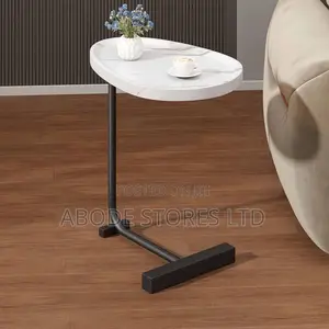 Minimalist Side Stool With Metal Base - White/Black