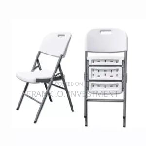 Foldable Plastic Chair With Metal Legs - White
