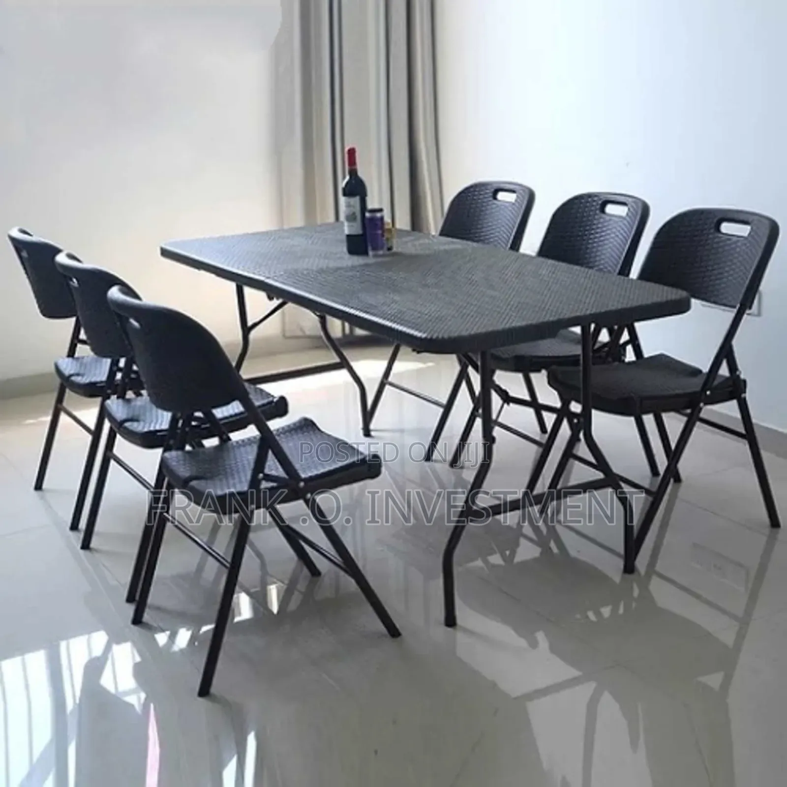 Plastic Outdoor Table With 6 Foldable Chairs - 6ft