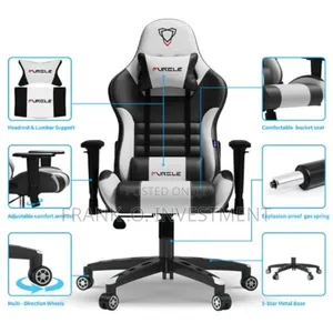 Furgle Computer Racing Gaming Ergonomic Chair + Footrest - White BCK