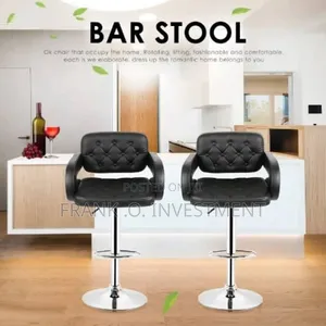 Set of 2 Tufted Pure Leather Bar Stool