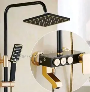 Gold And Black 3 Spray Pattern Button Shower